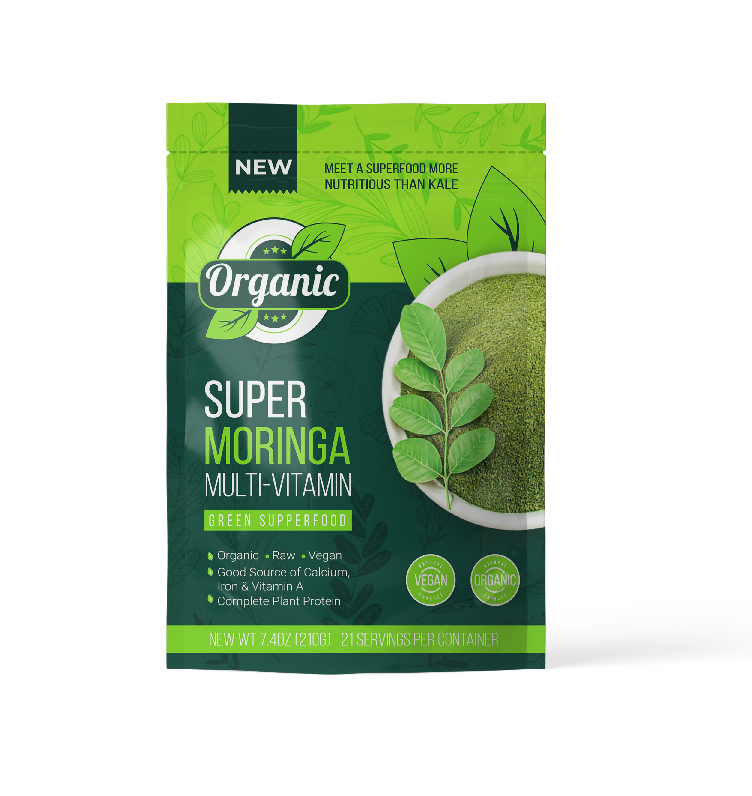 Moringa Pouch Packaging Design branding design graphic design illustration label label design logo packaging pouch pouch design pouch packaging stand pouch vector