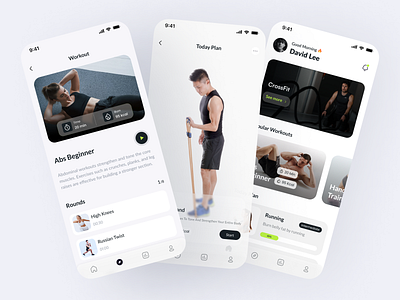 FitSquad - Fitness App app branding design exercise fitness gym mobile modern typography ui ux workout