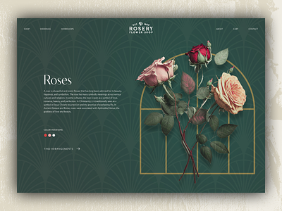 Rosery Flower Facts Page branding daily ui dark designer ecommerce editorial figma flowers graphic design green illustration minimal nature photoshop typography ui web website