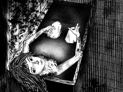 bathroom art bookgraphic creepy illustration people raster graphics