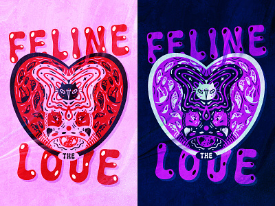 Feline the love aesthetics animals art branding cat design digital digital art flat graphic hippie hippie art holiday illustration illustrator love art postcard printing house raster graphics valentines day