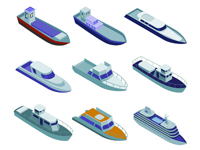 Ship Collection Isometric Icons cartooning design free download freebie illustration illustrator ship icon ship vector vector vector design vector download vector illustration