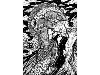 Fred (gloomy illustration, bw) academic drawing art book illustration dark art dark illustration darkness design digital digital art drawing gothic gothic illustration graphic illustration graphics illustration illustrator love