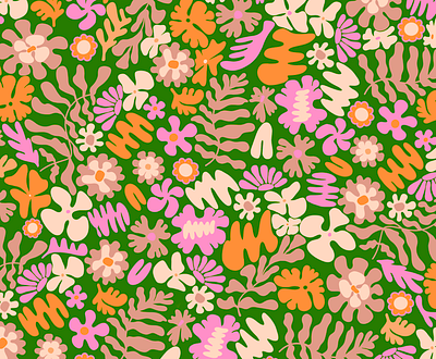 floral pattern joyful colorful daisy flower design draw fashion floral flower graphic design happy hippie illustration joyful painting pattern pink