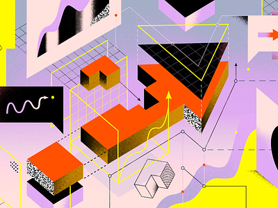 Management & Consulting abstract arrow chart data direction editorial illustration isometric management planing