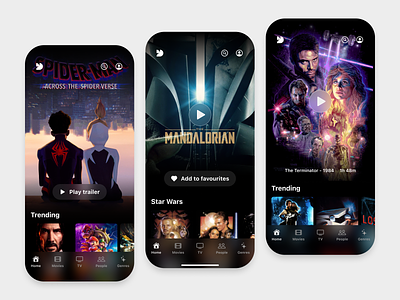Movie trailer mobile app app design clean concept design figma ios minimal mobile movie simple streaming typography ui