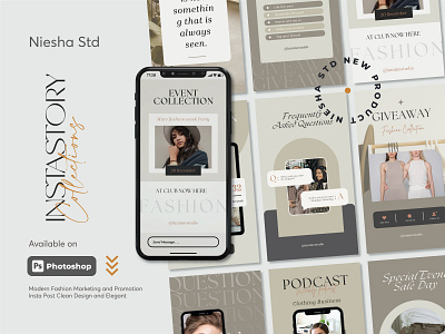 Fashion InstaStory Template aesthetic branding canva design elegant fashion illustration instagram minimalis modern story template ui