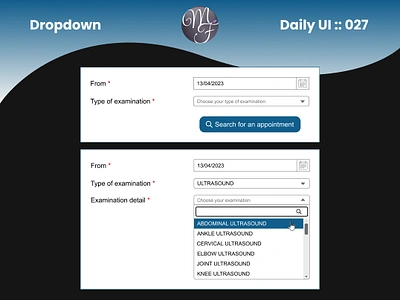 Dropdown Daily UI 027 appointment branding calendar daily ui date design dropdown examination form graphic design hospital medical menu registration ui website