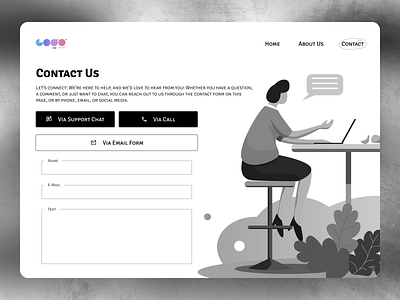 Contact Us Page Concept bw contact contact page contact us design figma page ui uiux ux web