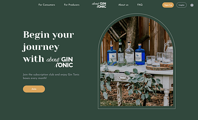 Gin Club Landing app concept branding colors design gin graphic design green illustration landing ui ux web