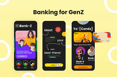 Bank Z - A Gen Z Mobile bank app branding design genz graphicdesign motion graphics ui ux visualidentity webdesign