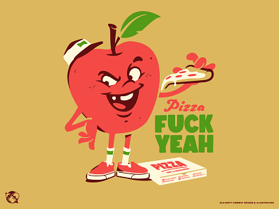 Pizza Fuck Yeah! apple character design design graphics illustration pizza t shirt design vans vector vector design