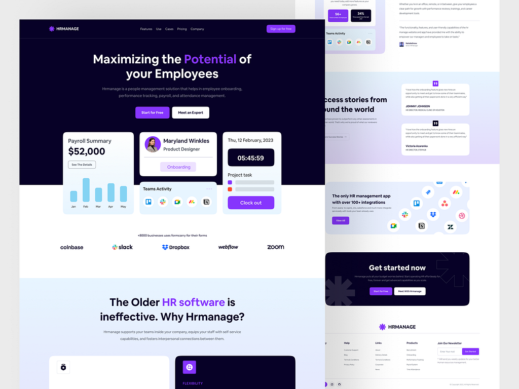 HR Management Landing Page by Awe UI/UX for Awe Design Studio on Dribbble