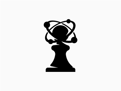 Strategy atom branding checkmate chess concept design double meaning graphic design king logo pawn science shape strategy