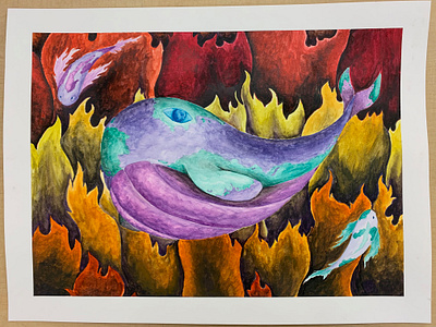 Whale in Fire (Watercolor) - Fall 2021