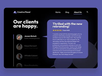 Testimonials / Clients feedback advertising branding challenge clients dailyui dailyui039 design feedback mockup testimonials ui uiux website