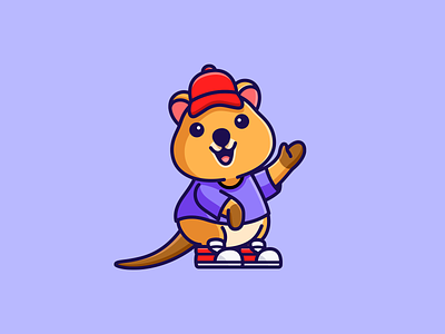 Quokka adorable animal australia cartoon character design cheerful chubby comic cute happy illustration laughing lovely mascot quokka rodent simple smile waving welcoming