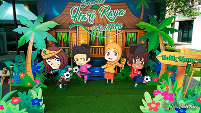 Hari Raya Fifa World 2018 | Festive Backdrop backdrop design graphic design hari raya ijmland illustration jonwkhoo photobooth visual art deco