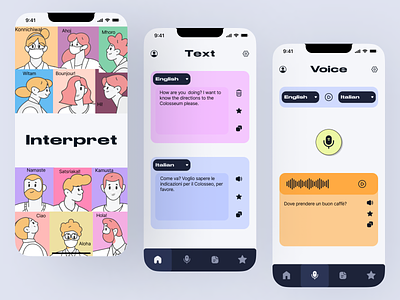 AI Realtime Language Translation App Design app branding colors design language text translation translation app typography ui voice feature