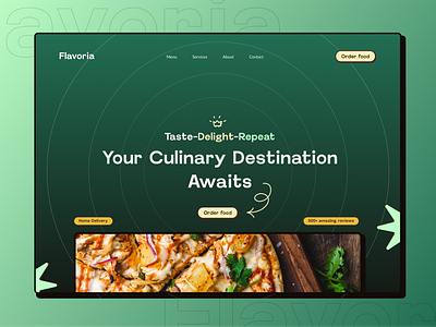 Flavoria creative creativity culinary design hero section post of the day restaurant ui uiux ux