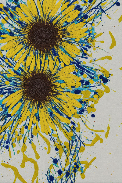 Embroidery abstract sunflower abstract abstract flower art hoe art print blue home decor poster splashy summer decor summer flower sunflower wall art yellow yellow flower