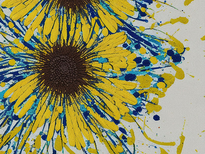 Embroidery abstract sunflower abstract abstract flower art hoe art print blue home decor poster splashy summer decor summer flower sunflower wall art yellow yellow flower