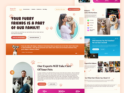 Wags & Whiskers - Pet Care Agency Website animal care bunny cats dogs hamsters home page landing page pet pet care pet food pet grooming pet health pet shop pet vacation pets services ui design web design website website landing page