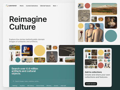 Curationist, reimaging culture. branding case study clean design illustration significa ui ux web web design website
