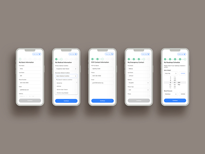 Vitals Tracking App - Onboarding app blood pressure health healthcare healthtech information input mobile onboarding process product schadule steps ui ux weight