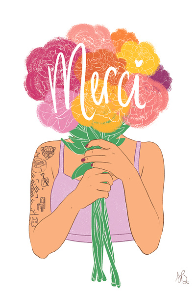 Merci fleuri digital illustration drawing illustration