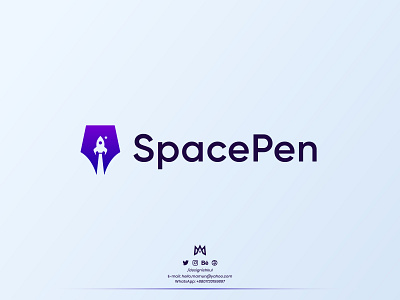 Creative modern Rocket & negative space Pen logo design concept astro astrology branding cosmos flat fly gradient launch logo logo design modern modern logo plane rocket rocket logo sky space space logo spaceship startup