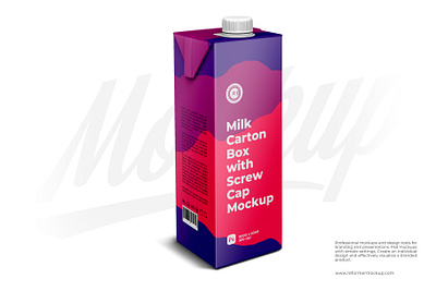 Milk Carton Box with Screw Cap Mockup box mockup design food illustration logo milk mockup mock up mockup package packaging psd template