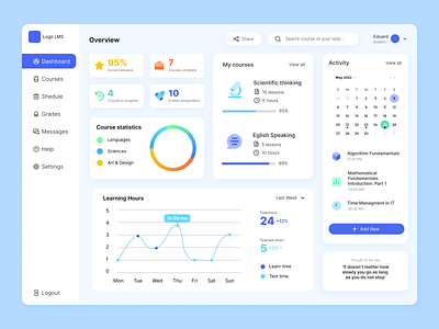 Learning managment system Dashboard app design ui ux