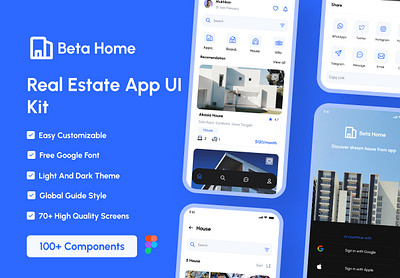 Beta Home - Real Estate Apps UI Kit apps beta branding design minimal real estet ui ui kit ui ux ui8 ux web