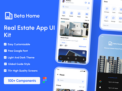 Beta Home - Real Estate Apps UI Kit apps beta branding design minimal real estet ui ui kit ui ux ui8 ux web