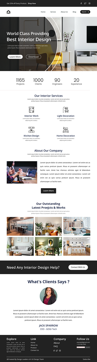 Interior Design Website UI UX Design adobe photoshop art style graphics design ui ux