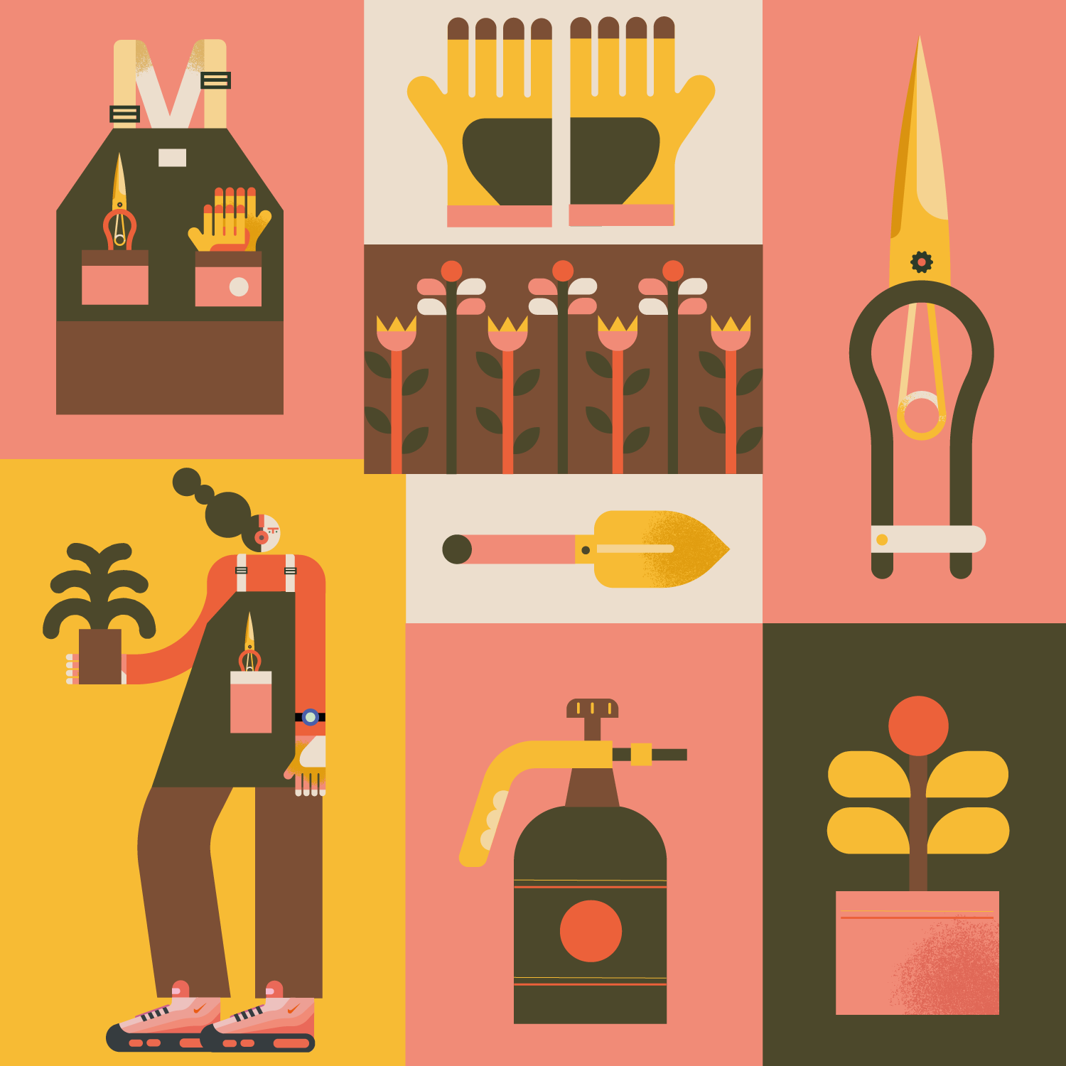 Love gardening art character design enviroment flowers garden illustration japan nature plants poster water