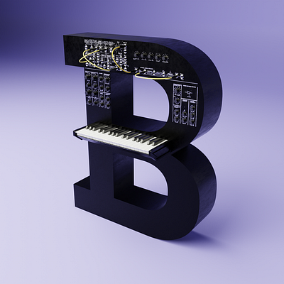 B for 36 Days of Type 2023 36days b 36daysoftype 3d blender korg synthesizer typography
