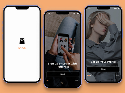 Pine Onboarding/Sign Up page app dailyui fashionapp figma ui uidesign