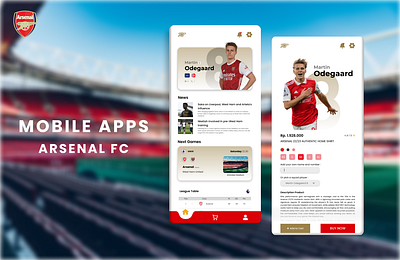 Arsenal FC mobile apps branding design graphic design illustration mobile apps typography ui ux