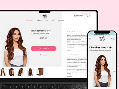 Curly Vision - Hair Extensions Shopify Website Design beauty website branding ecommerce ecommerce design shopify ui website website design