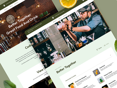 Cedar Room - Primary Pages beverag cedar coffe drink restaurant ui ux