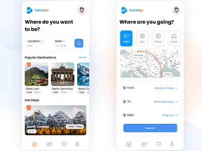 Traveligo android app application booking booking app bus design figma flight flight booking flight booking app graphic design hotel travel travel app trip ui ux xd