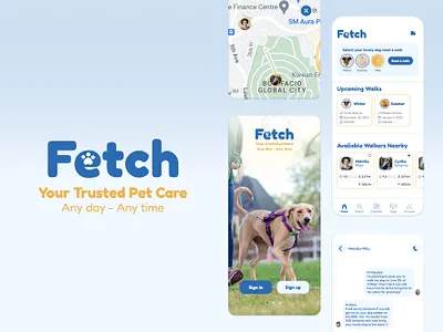 Case Study: Fetch - Dog Walking App application branding design graphic design mobile application product ui ux