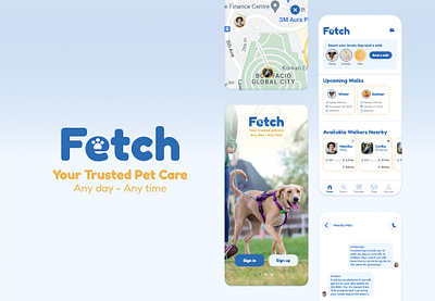 Case Study: Fetch - Dog Walking App application branding design graphic design mobile application product ui ux