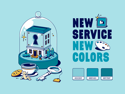 New service, new color. brand branding color colorful design graphic design illustration metaphoric product real estate startup