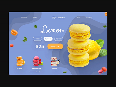 Macaroons online store - Website design concept cande cuisine design food french fruit landing macaron macaroon page product shop site store sweet ui web webdesign website