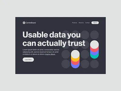 CentreBoard Hero brandidentity branding data hero identity landing page logo mark negative space symbol ui uxui website