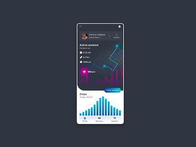 User fitness profile - Daily UI 006 daily ui daily ui 006 fitness graph heart beat mobile ui user profile