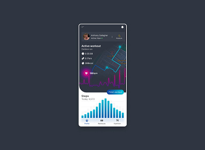 User fitness profile - Daily UI 006 daily ui daily ui 006 fitness graph heart beat mobile ui user profile